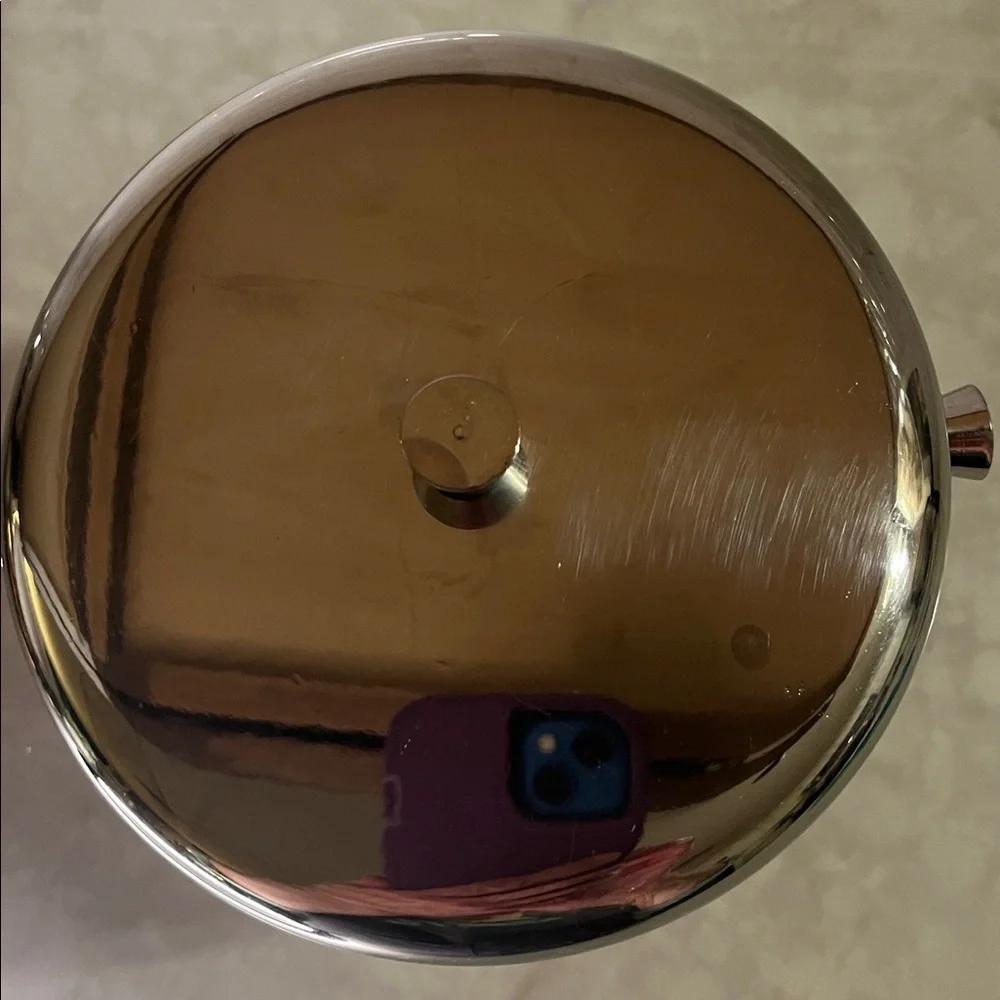 Vintage hammered Stainless Steel ice bucket with lid.